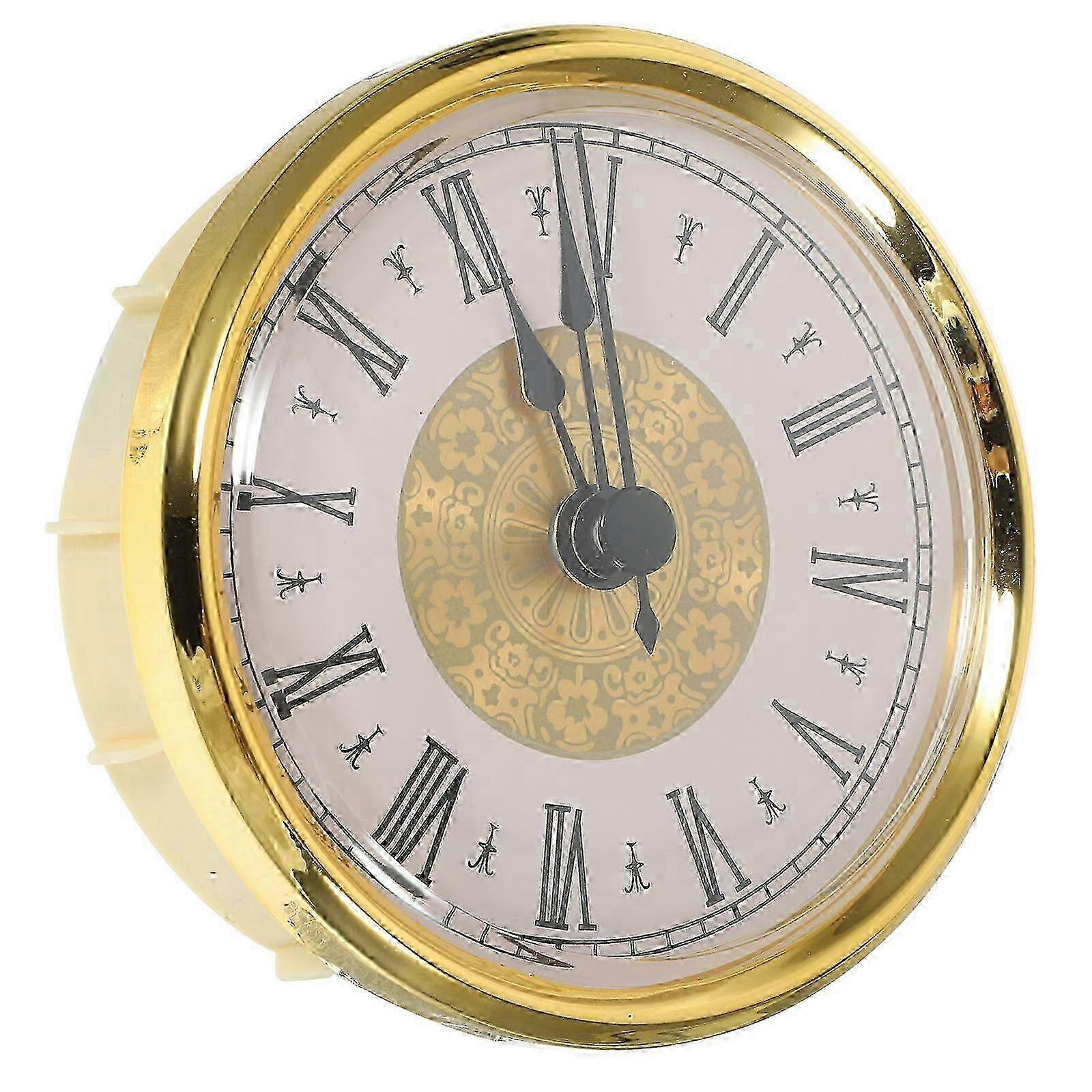 Round Clock Insert with Silent Mechanism Golden 1pc