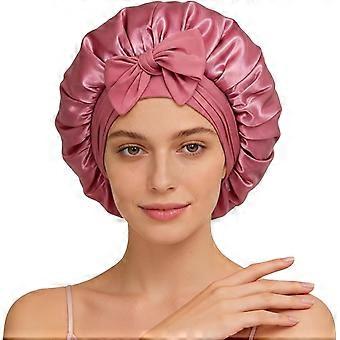 Cuffia da notte in raso per donna, taglia grande con elastico per capelli ricci.