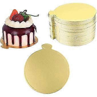 100 Stück Bretter Tablett Kuchen dekorativ, Runde Mousse Kuchenbretter, Runde Kuchen Karton Mousse Kuchenbretter, Gold Papier Cupcake Cake Base Mini Dessert