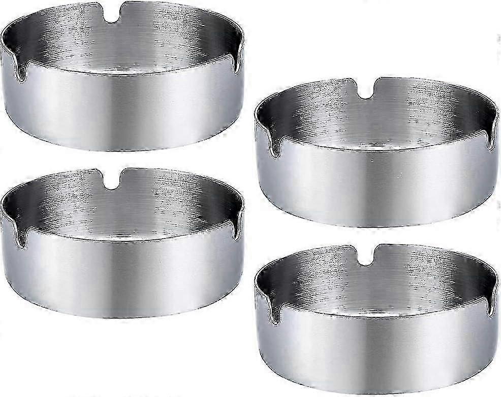 Round Stainless Ashtray - Windproof Metal Ashtray 2 Pcs
