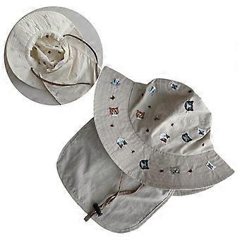 Chapéu de pescador com proteção para o pescoço, estilo chapéu de balde, para meninas e meninos, ideal para atividades ao ar livre.