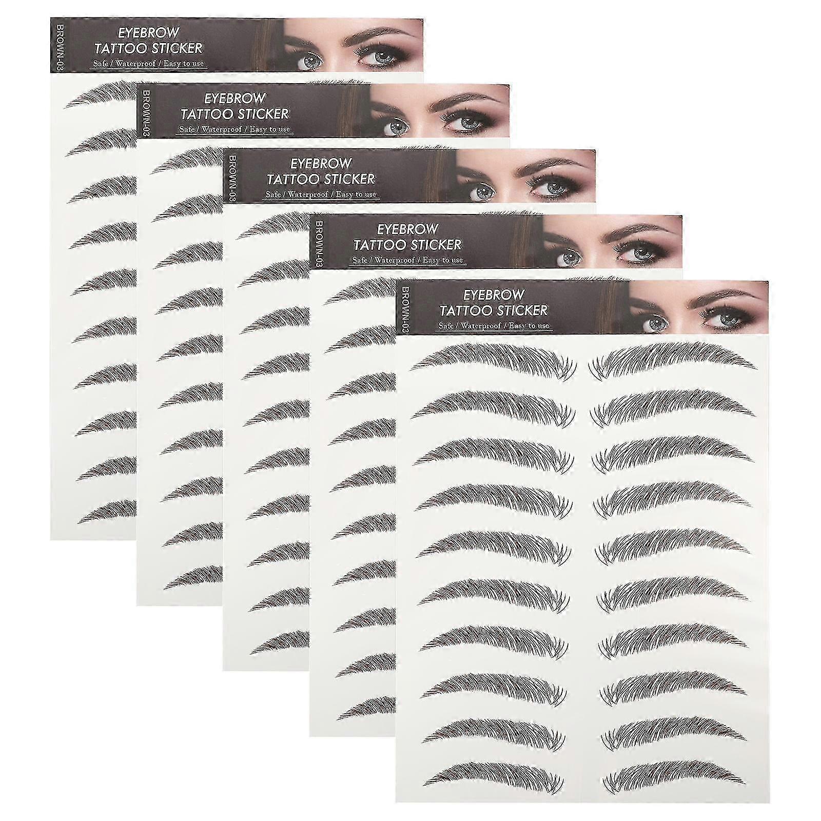 5 Sheets Simulation Eyebrows Sticker Fake Eyebrows Tattoos Temporary Tattoos