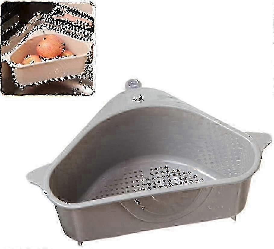 Compact Soft Sink Organiser, Triangular Sink Drain Shelf Drain Rack Storage Bracket Grau