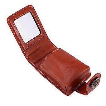 Brown Lipsticks Carrying Case with Mirror for 2Pcs Lipsticks
