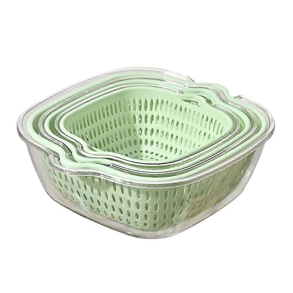 Plastic Vegetable Washing Basket Double Layer for Kitchen Drainage 1Set