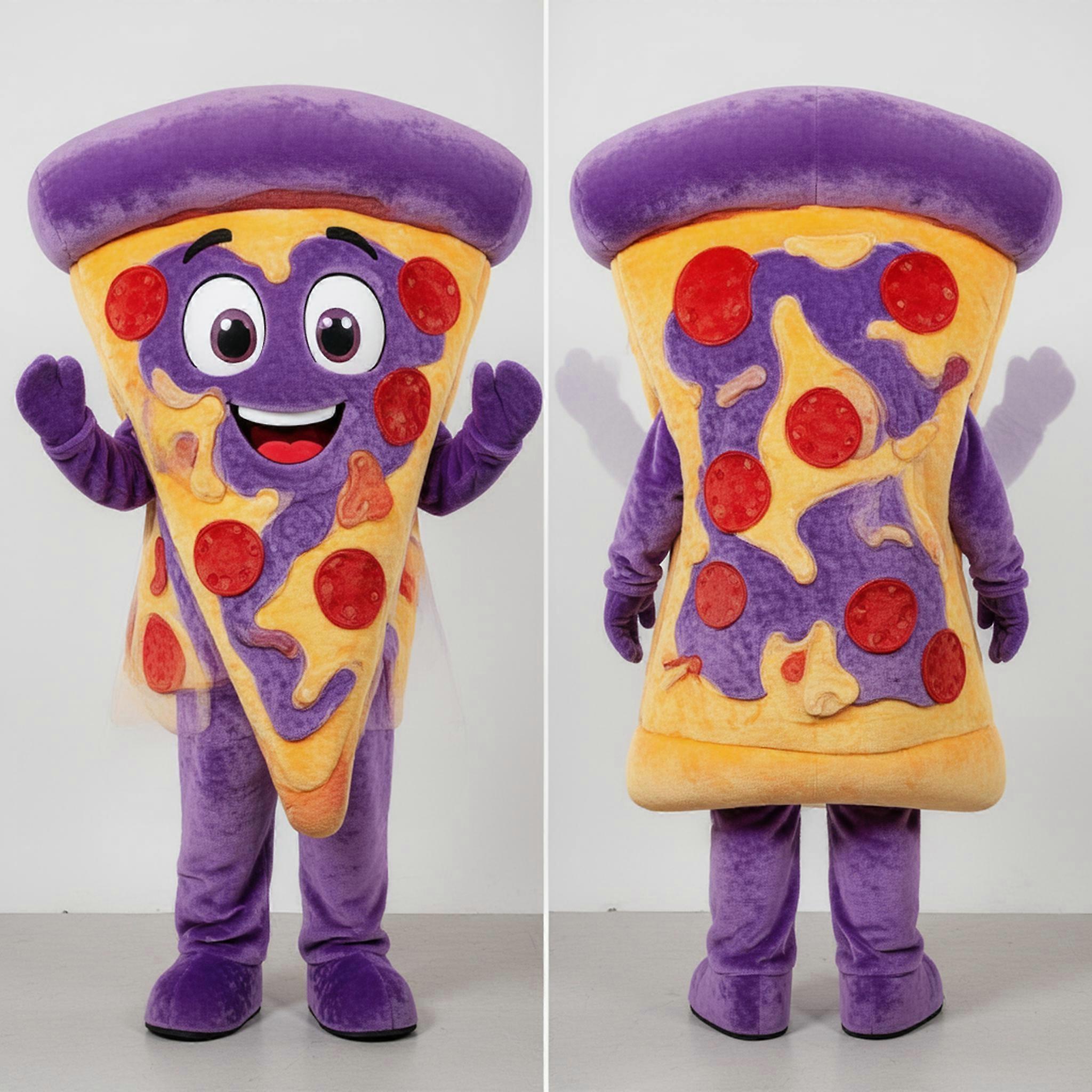MASTICOT Purple Playful Pizza Slice Mascot