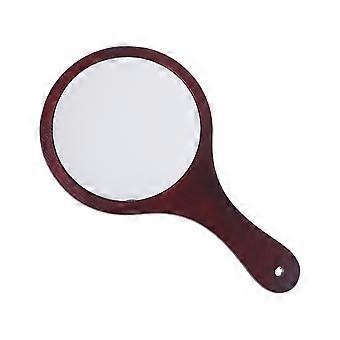 Wooden Frame Makeup Mirror Portable Handheld for Women 1Pcs Coffee
