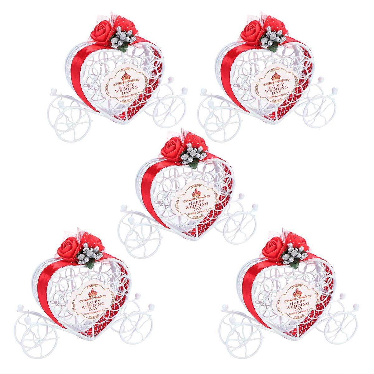 Creative Candy Box Wedding Candy Boxes Pumpkin Carriage Design 5Pcs Red