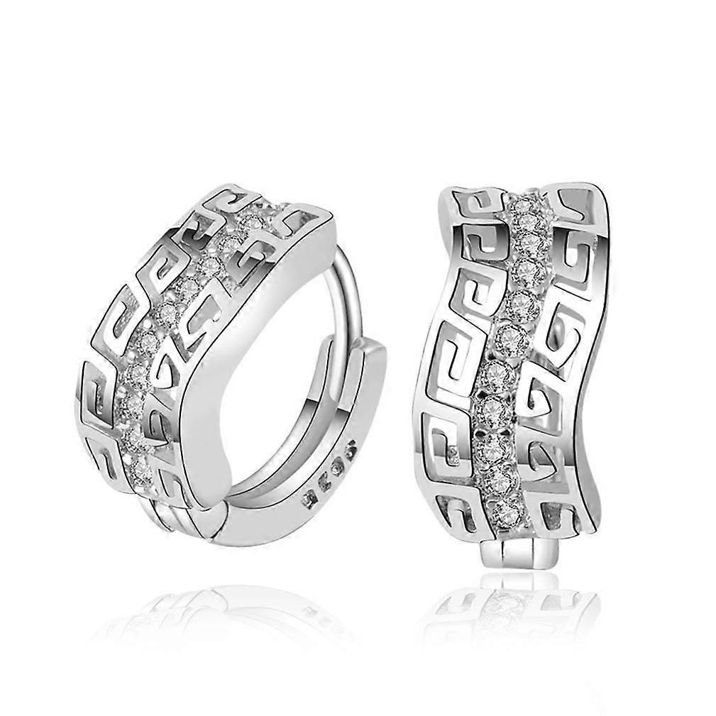 Earrings Single Row Wall Pattern Silver Plated Diamond Ear Clips