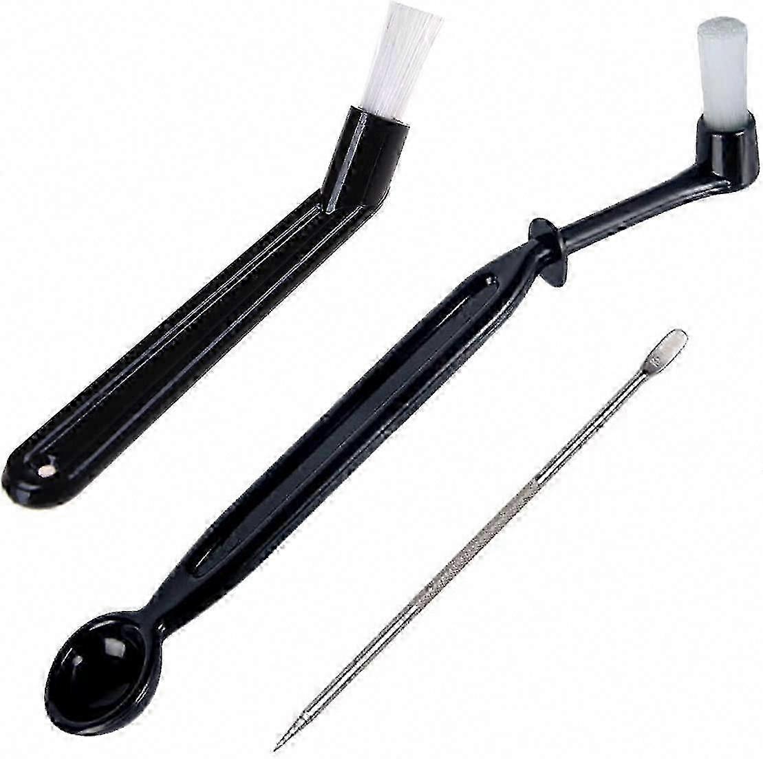 Espresso Machine Accessories Set - 3 Black Cleaning & Coffee Decorating Brushes