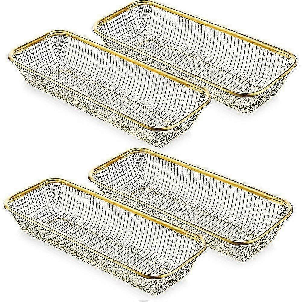 4 Pcs Gold Kitchen Drawer Organizer.Kitchen Drain Basket.Stackable Mesh Storage Baskets.compatible with Holding top