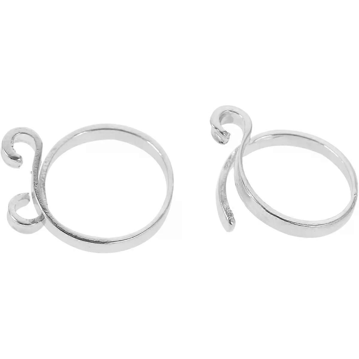 Adjustable Crochet Ring 2pcs Alloy Silver Creative Shapes