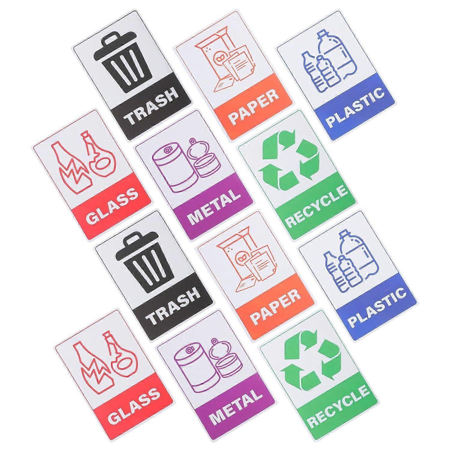 18 Sheet Pvc Recycling Bin Sticker Labels for Garbage Containers