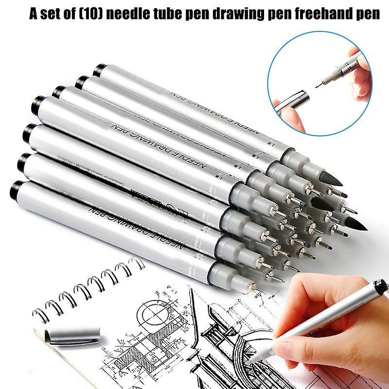 10 Pcs Waterproof Hook Line Pens Needle Art Drawing Set Signature for Home Office