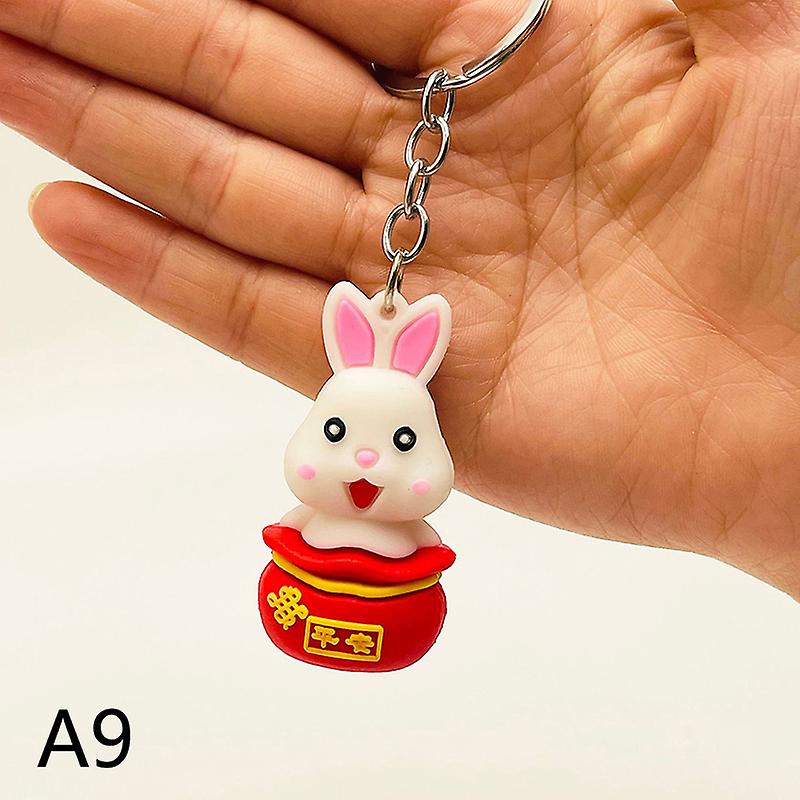 Cartoon Cute New Year Bunny Keychain Bag Doll Animal Keychain Lucky Bag Pendant