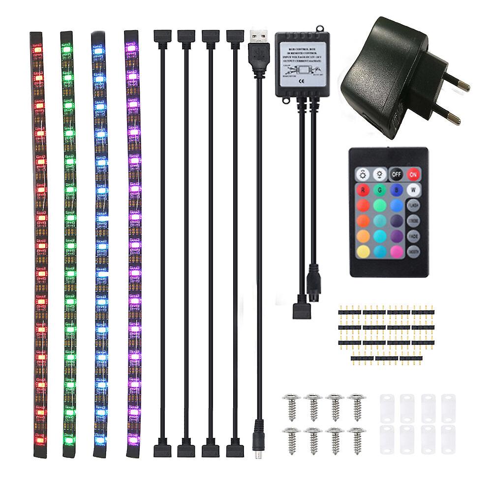 4Pcs 50cm Waterproof Usb Rgb Led Strip Lights With Remote For Tv Backlight And Computer Background