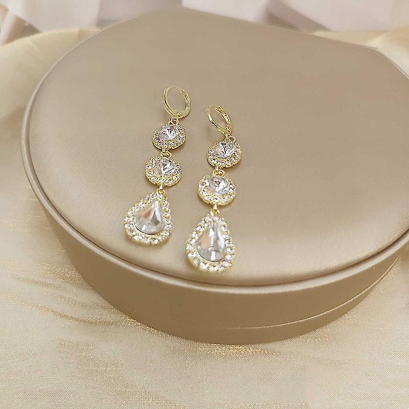 Femmes boucle d’oreille fille goujon oreille Drop Luxe Vert Zircon Water Drop Anniversaire de mariage Cadeau Esthétique P