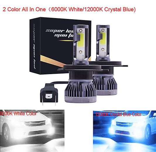 6000k 12000k 2color-2pcs Mini H4 H7 Led Turbo Car Headlight Kit 6000k 3000k 8000k 12000lm H11 9005 Hb3 9006 Hb4 H8 H9 12000k Bulbs Car Accessories