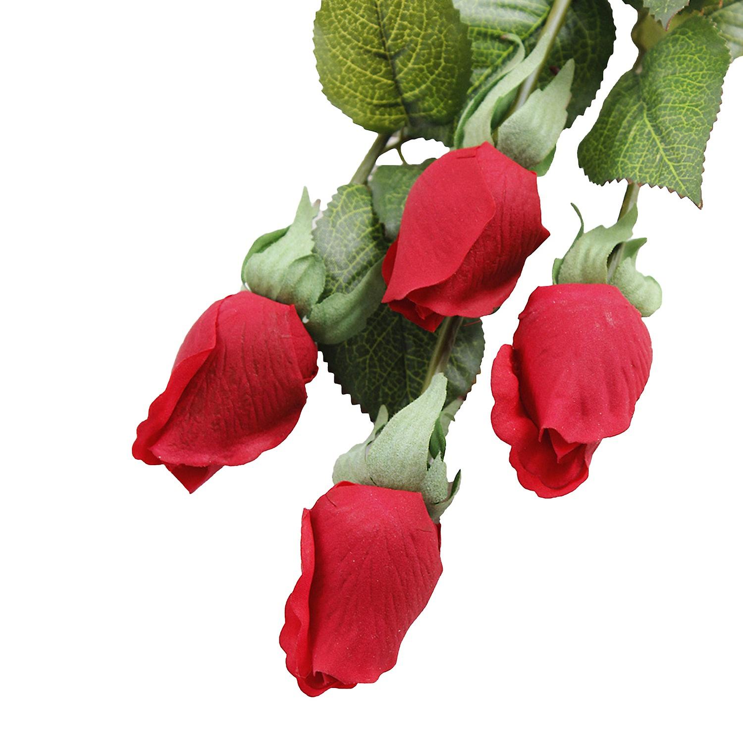 4Pcs人造花模拟易护理轻质长茎假玫瑰装饰婚礼配件