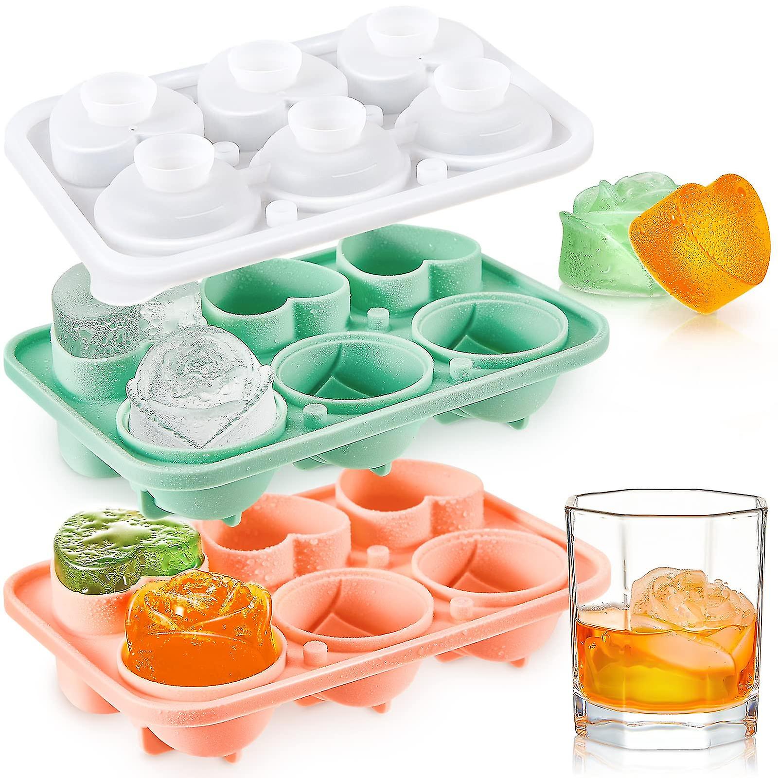 2 Pieces 3d Ice Cube Mold And Shape Ice Cube Tray Silicone Ice Mold 12 Flower And Shape Ice Ball Maker For Freezer Cocktails