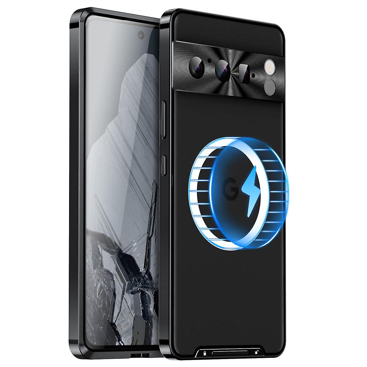 For Google Pixel 8 Pro MagSafe Magnetic Frosted Metal Case Black