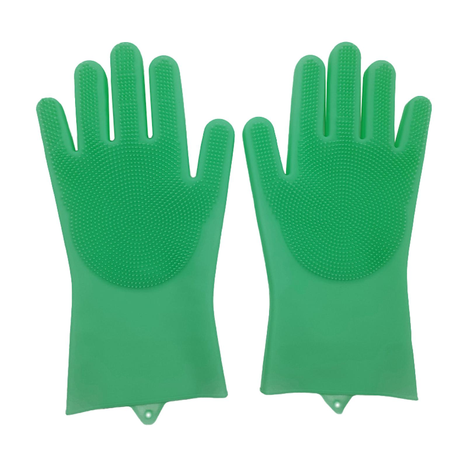 Multi-Uses High-Density Teeth Silicone Gloves Wear Resistant Soft Cleaning Gloves for Dishwashing