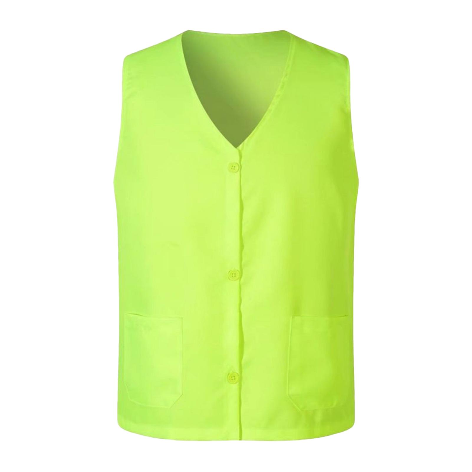 Väst Jacka Enkelknäppt Enfärgad V-ringning Andas med ficka Skyddande Polyester Unisex Arbetsväst Volontäruniform