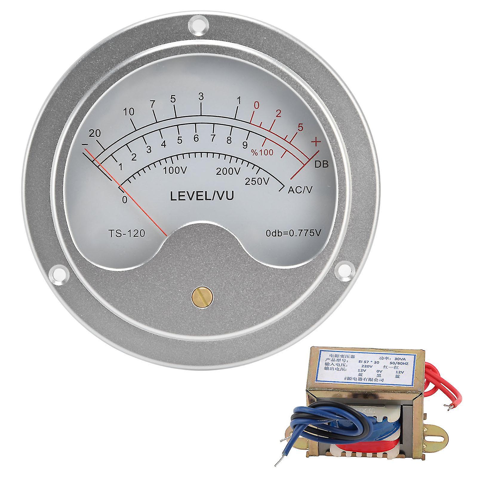 VU Meter 120mm 12V Aluminium Alloy Sensitive Pointer Stable Performance VU Level Meter