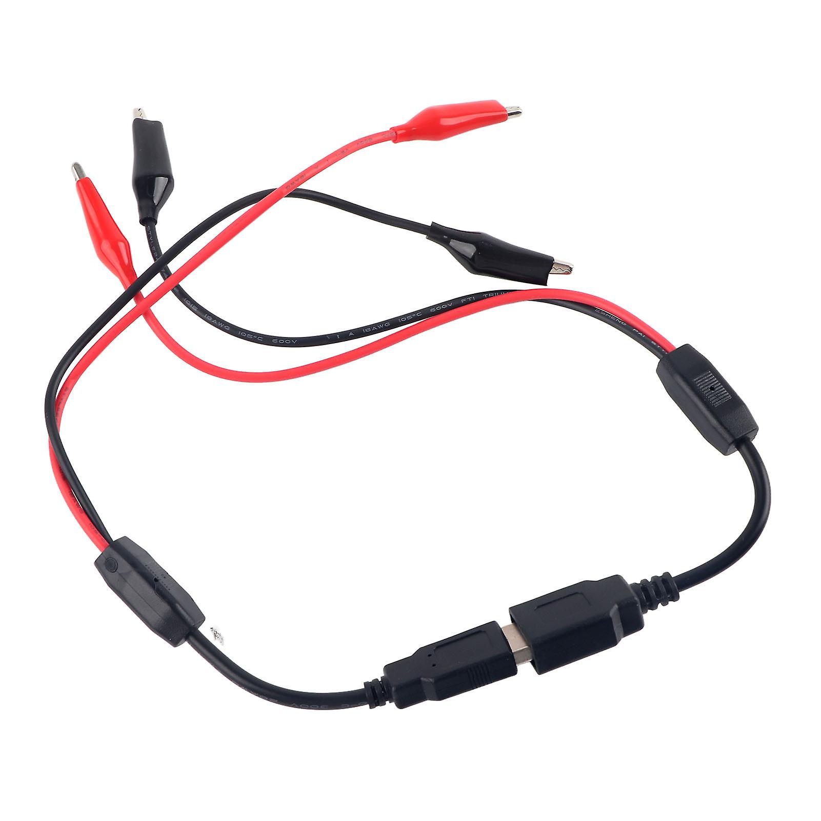 USB Alligator Clips Crocodile Wire Male Female to USB Line Detector Voltage Capacity Tester