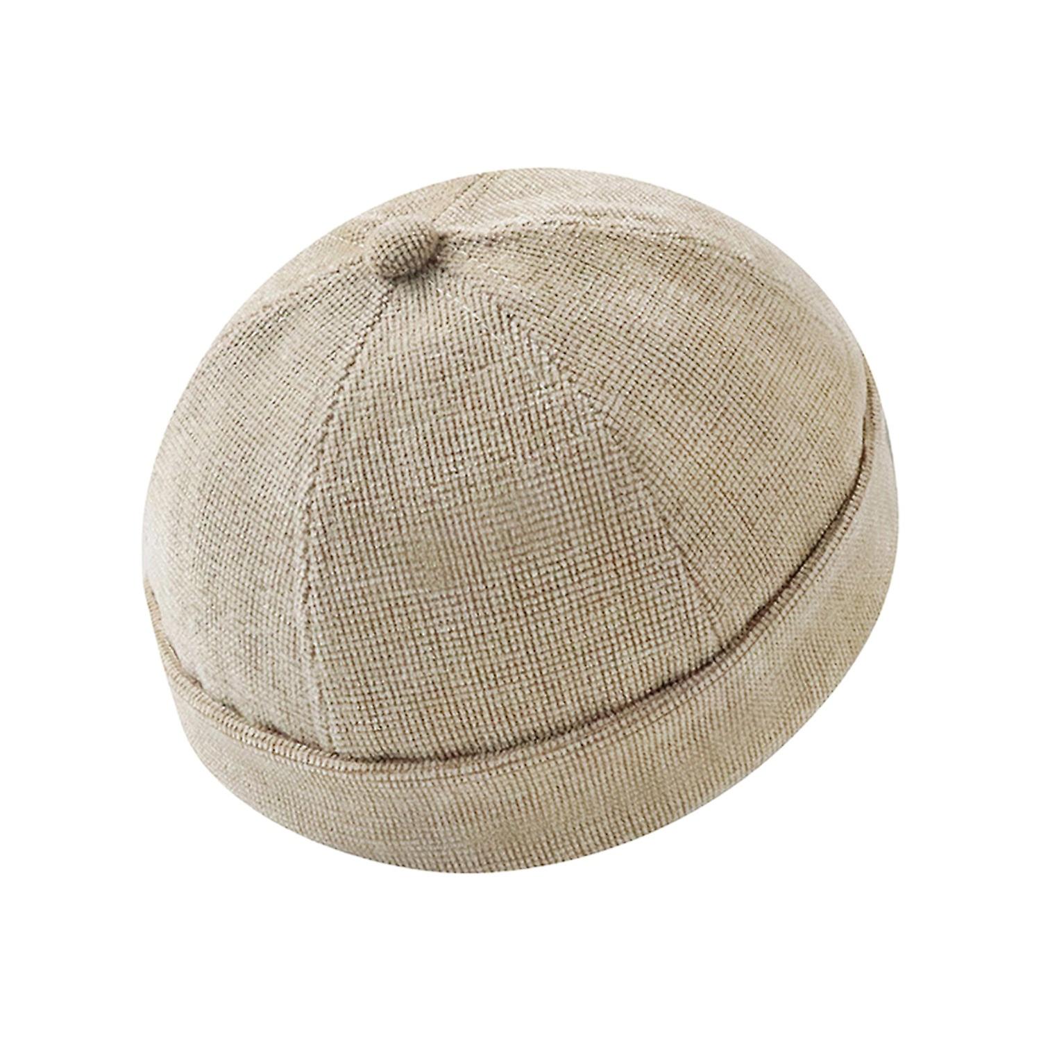 Unisex Beanie Bonnet Brimless Fastener Tape Solid Color Adjustable Sweat Absorption Elastic Docker