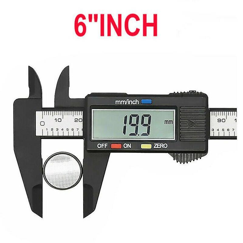 6'' LCD Digital Vernier Caliper Micrometer Measure Tool Gauge Ruler 150mm Black