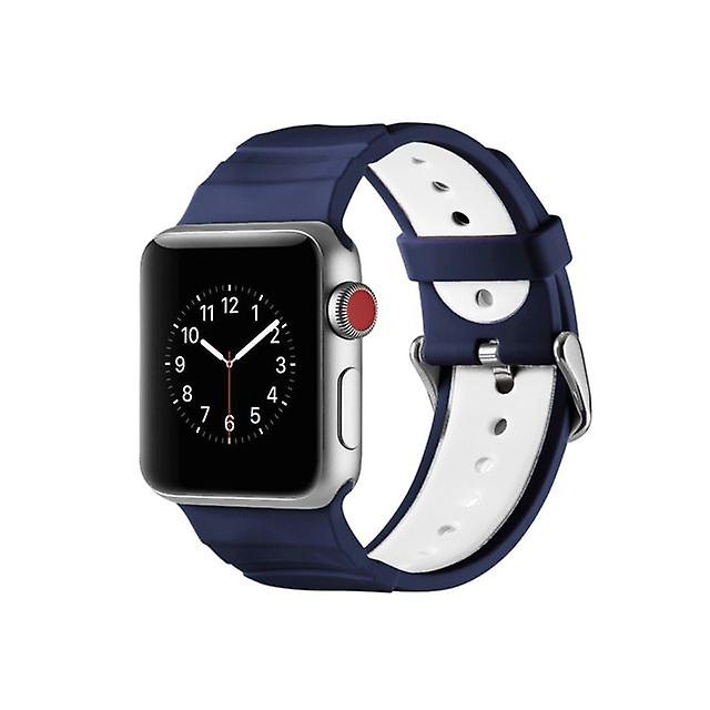 Concave silicone watchband for Apple Watch series 3 and 2 and 1 38 mm white blue