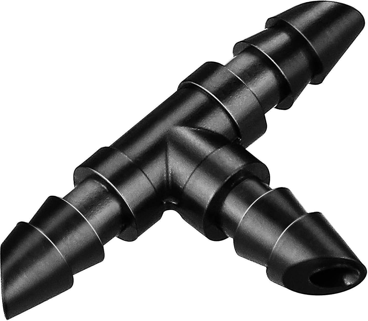Drip Irrigation Tee Fittings100 Pieces Barbed Tee Irrigation Parts with Sharp End Fits for 1/4 Inch Drip Irrigation