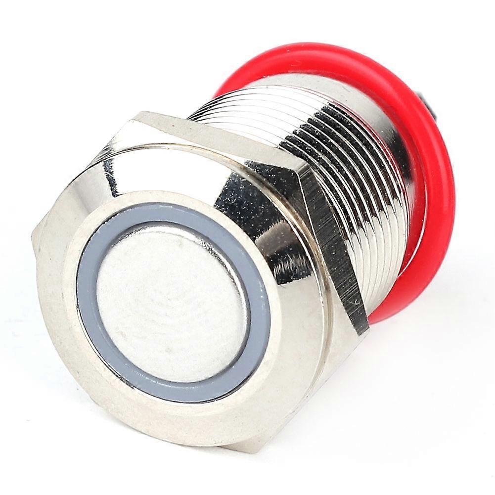 2 Pcs 12mm 4 Pin Self reset Metal Button Switch with LED Light IP65 Switch(Red 3~9V) A-B