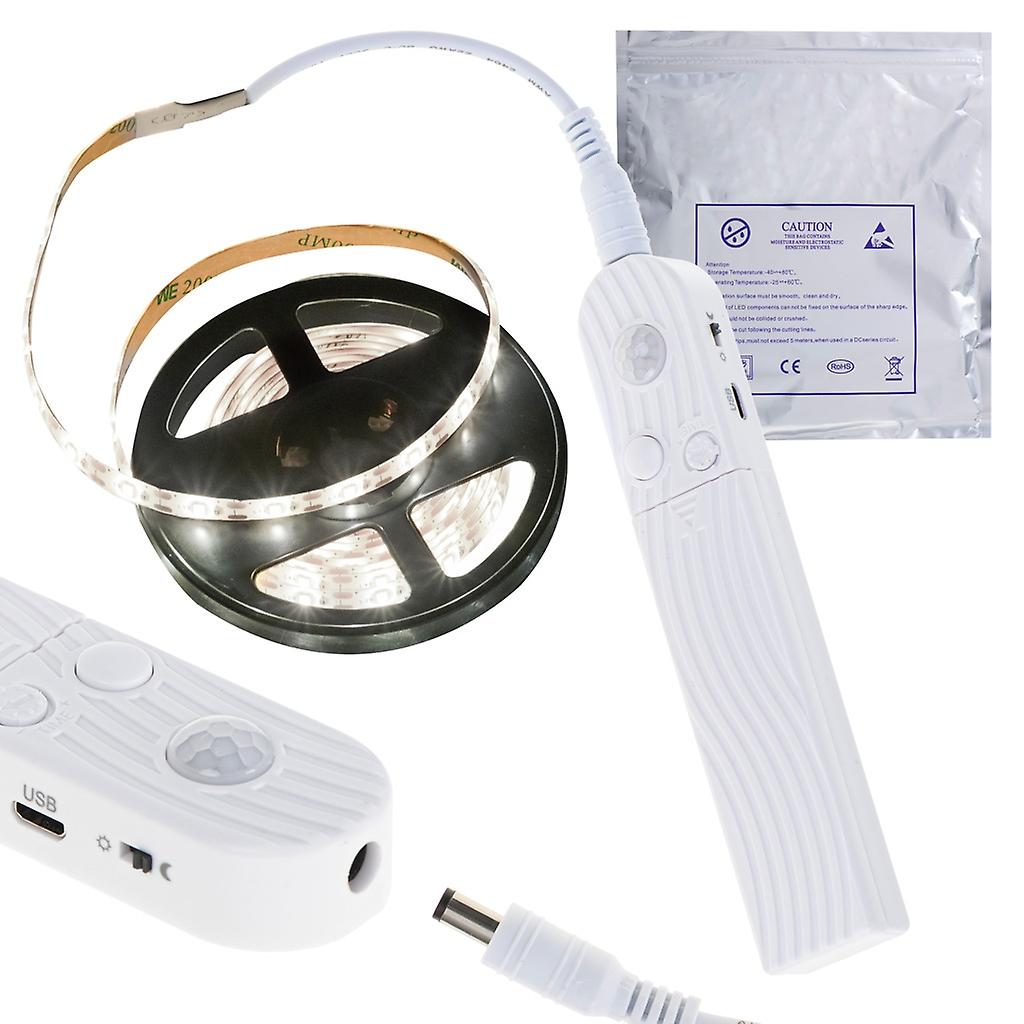 USB Battery Powered Motion Detector LED Strip 2M Cold White