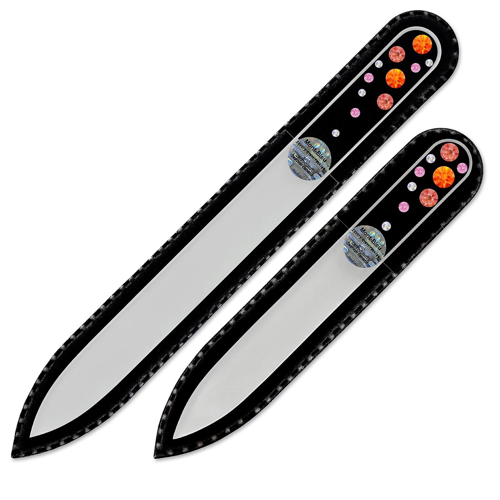 Set of 2 Transparent Crystal Nail Files with crystals W-MS - Fireopal - Padparadscha