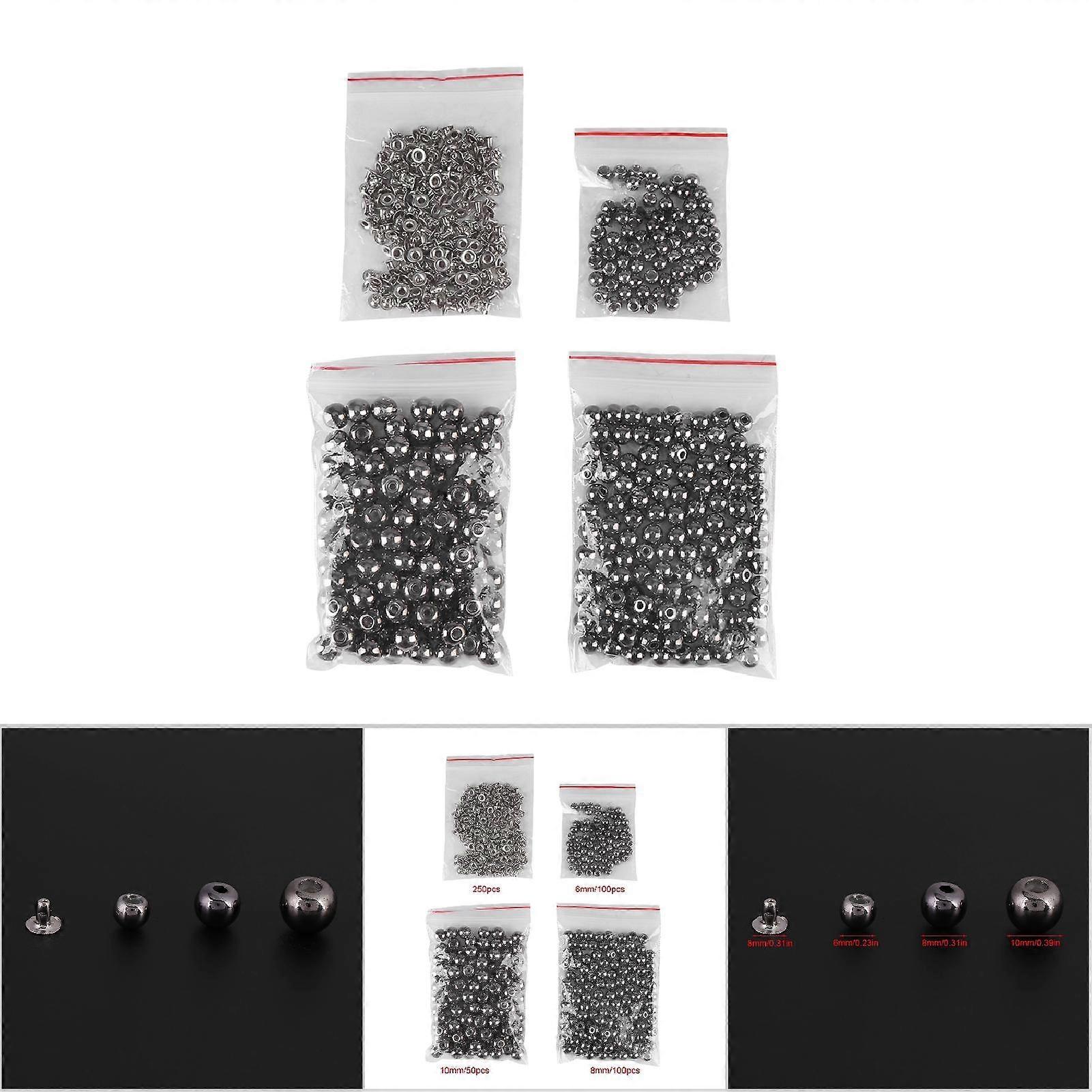 250pcs Black Rivet Stud Buttons 6mm-10mm Leather Craft Set