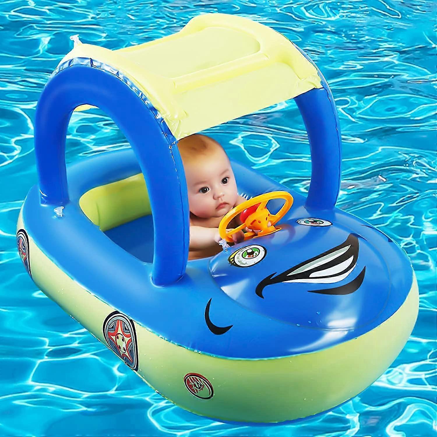 Baby aufblasbarer Pool-Float mit Baldachin, Auto-förmige Schwimm-Float-Boot für Kleinkind Kinder