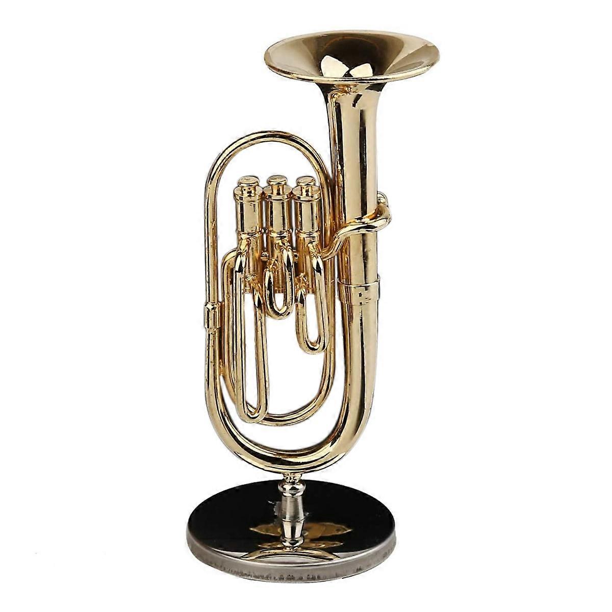 Corno baritono in miniatura in rame con supporto Mini strumento musicale Modello in miniatura Mini Home Decorat