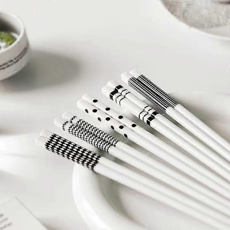 5 Pairs Ceramic Chopsticks, Household Anti-mildew Anti-slip Antibacterial Reusable Chopsticks, High Temperature Resistant Chopsticks, High-end Tablewa