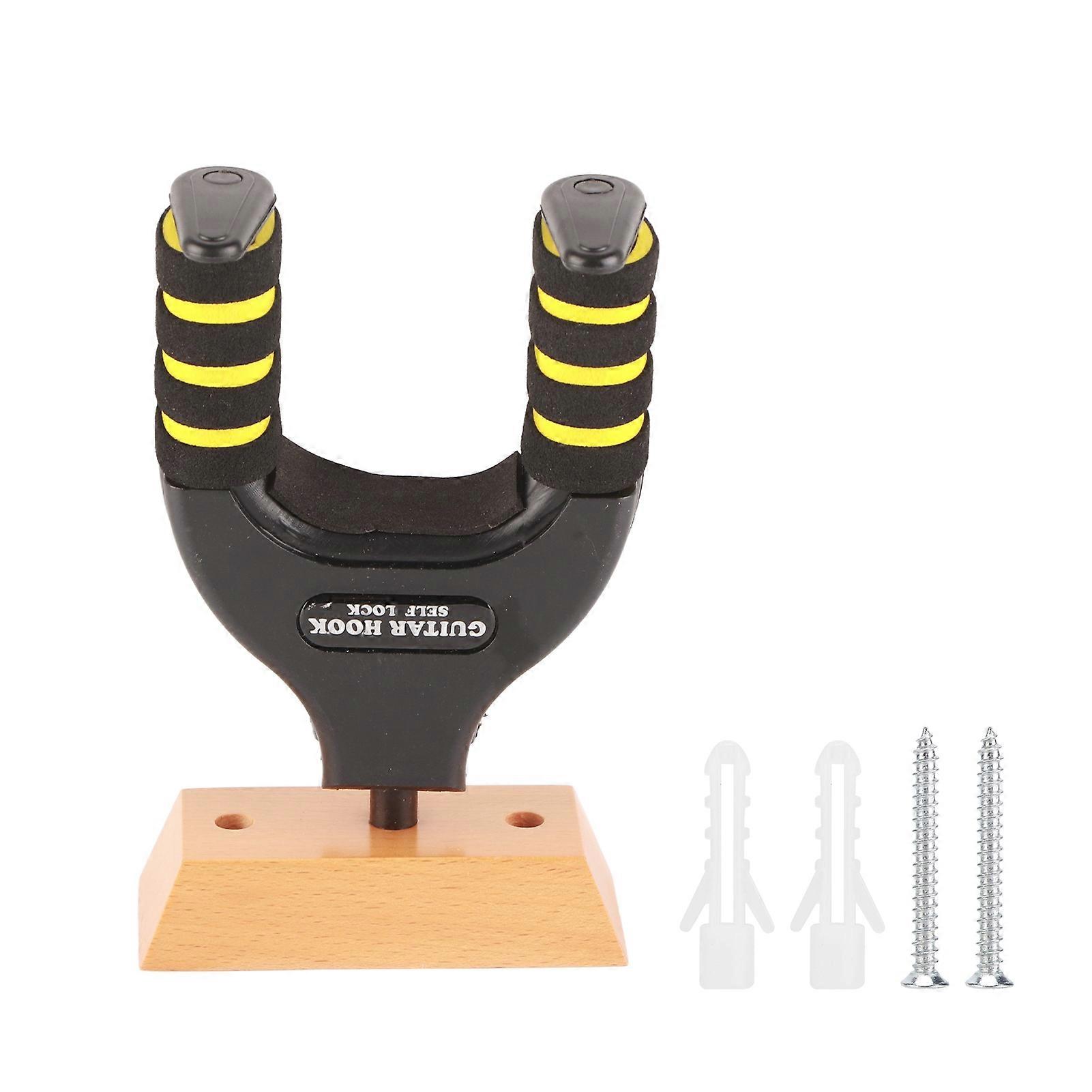 Solid Wood Guitar Holder Eva Sponge Instrument Accessory With Automatic Gravity Lock