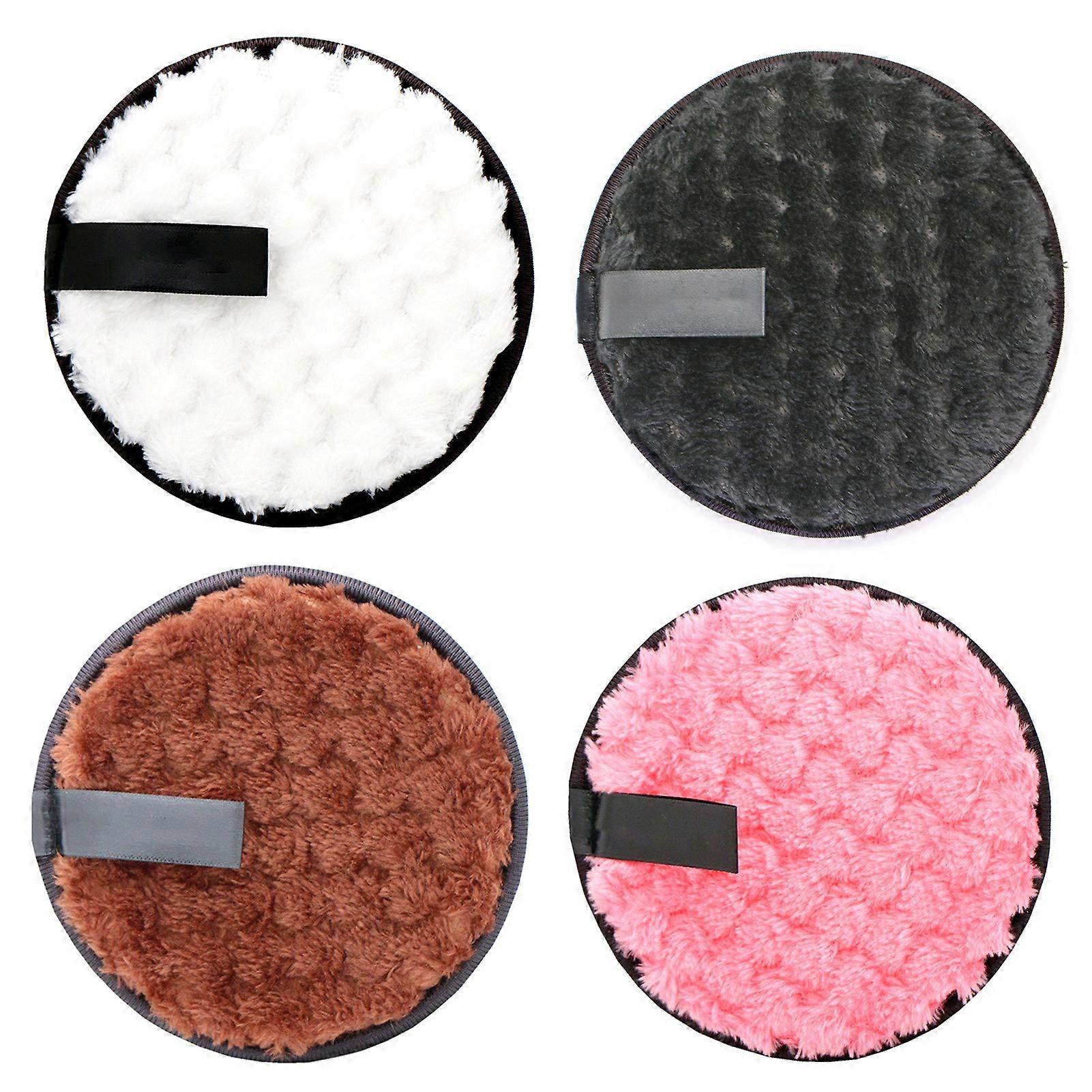 4pcs Makeup Remover Pads Round Double Side Reusable Soft Portable Washable Makeup Microfiber Pad
