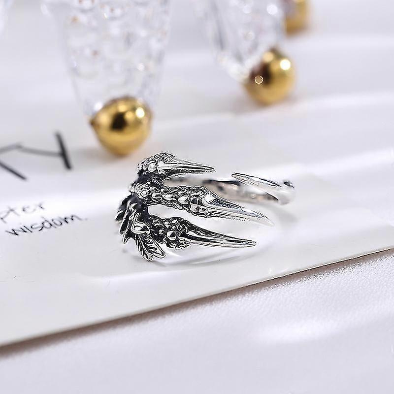 925 Men's Silver Claw Ring Women's Dragon Claw Shape, Adjustable In Size