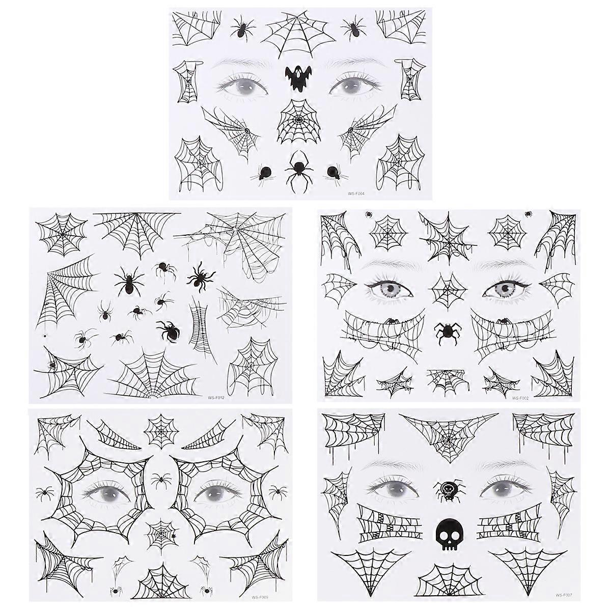 5 Sheets Halloween Face Spider Temporary Face for Cosplay Party