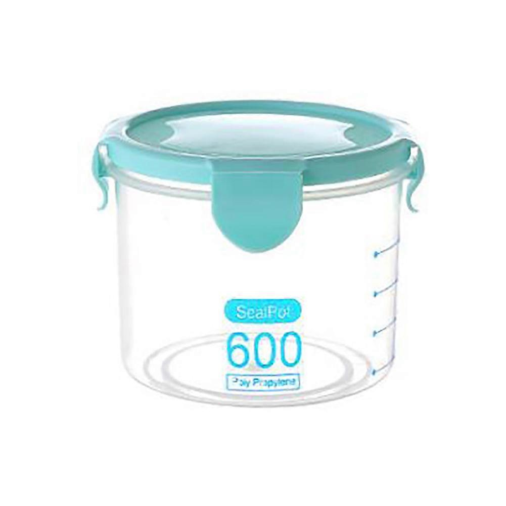 Plastic Transparent Sealed Containers Kitchen Food Cereal Beans Nuts Storage Box (600ml Blue)