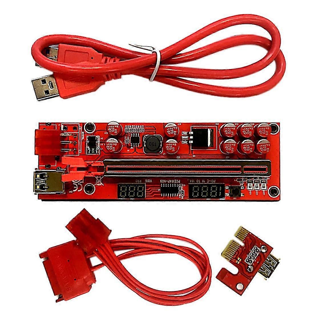 1 Pcs New Ver016 Pro Pci-e 1x To 16x Gpu Extension Cable Riser Card With Led Temperature/voltage Di
