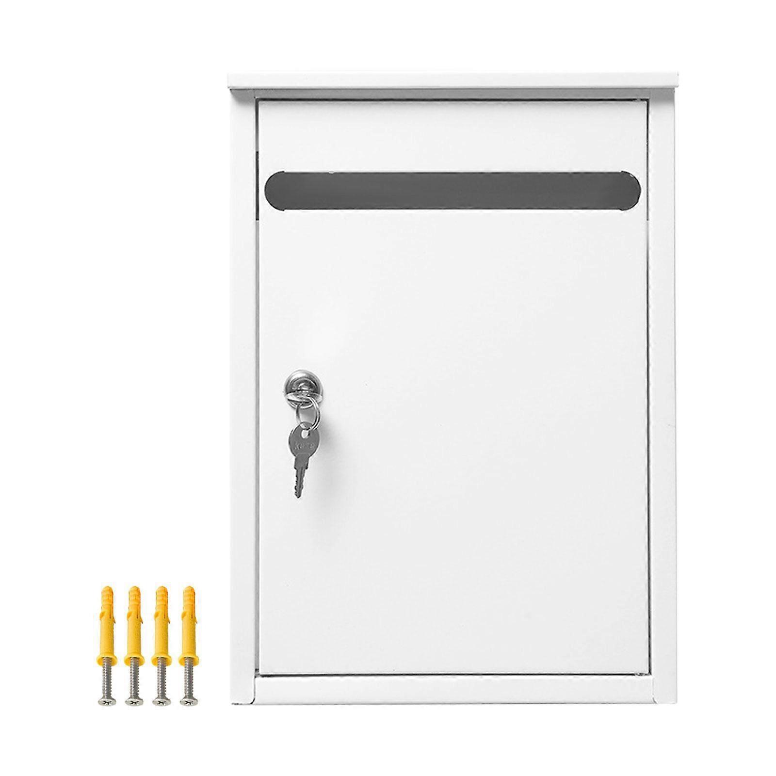 Wall Mount Lockable Mailbox Anti Ruse Easy Installation House Large Drop Box White
