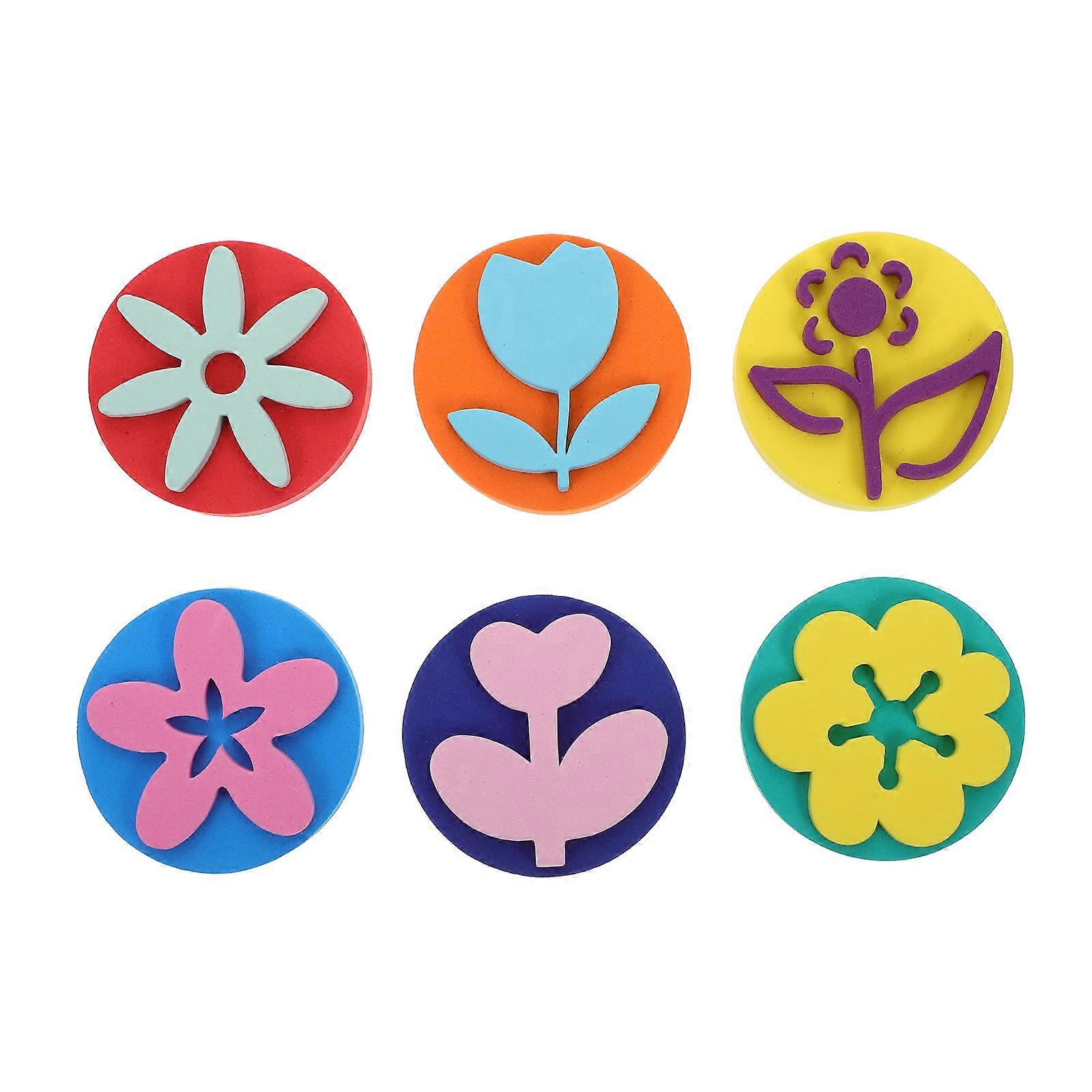 6 قطع اللوحة الإسفنج ختم DIY اللوحة الإسفنج طوابع الأطفال خربش الكتابة على الجدران أداة اللون العشوائي