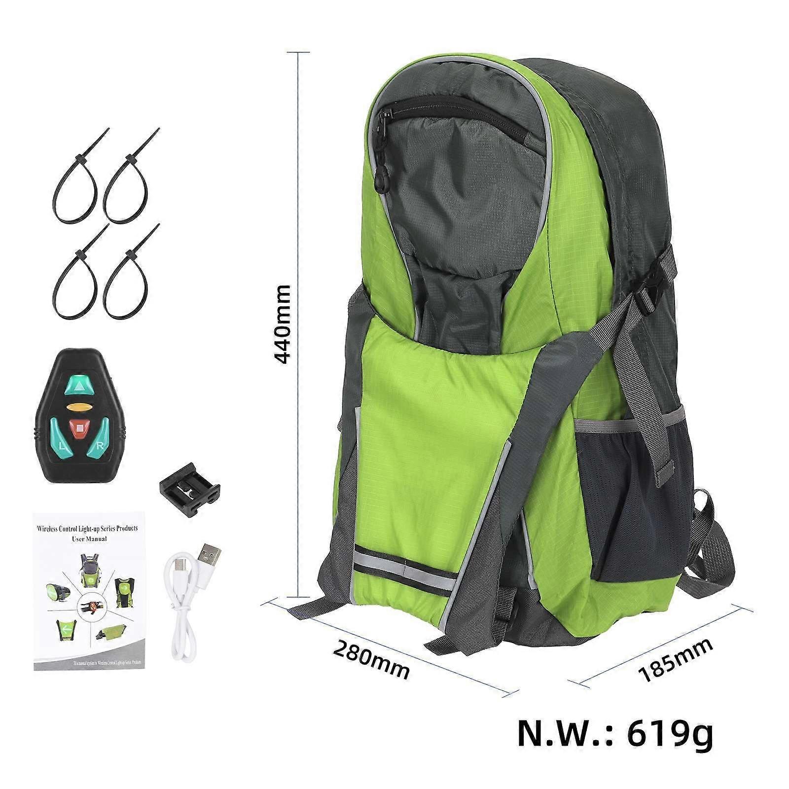 Remote control turn signal backpack riding LED luminous backpack driving backpack warning light LED warning riding bag