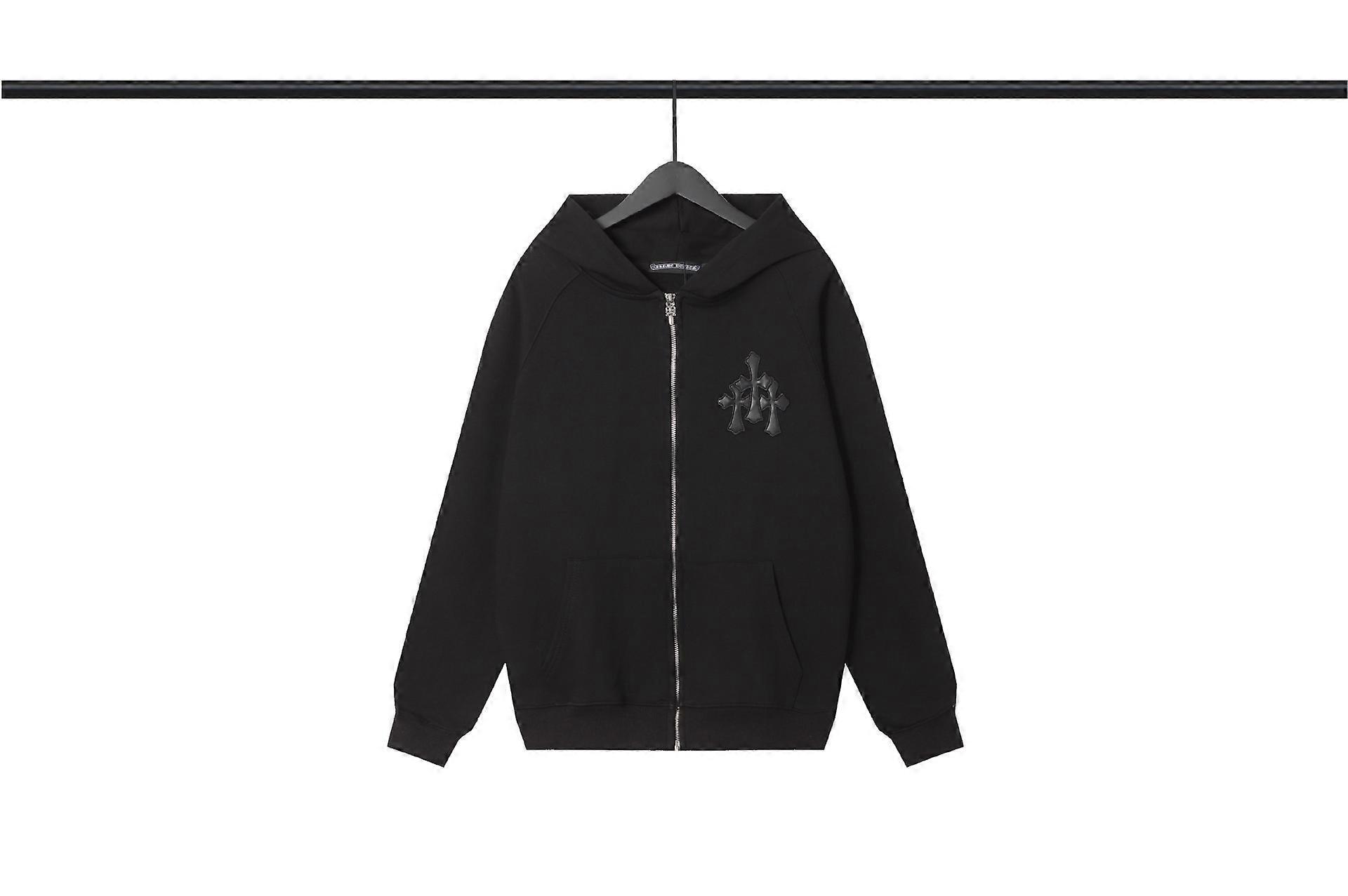 ChromeHearts لون الصلبة كارديجان الرمز البريدي قميص من النوع الثقيل الرجال والنساء سترة هوديي القطن